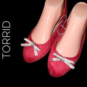 Torrid | Red Flats w/ Rhinestone Bow